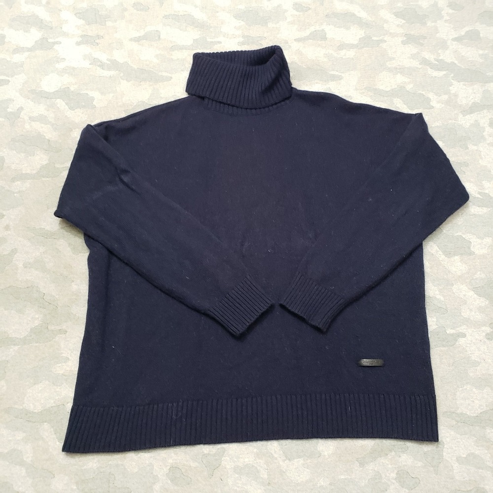The Kooples Sweater Mens Large Blue Cashmere Wool Blend Pullover Turtle Neck